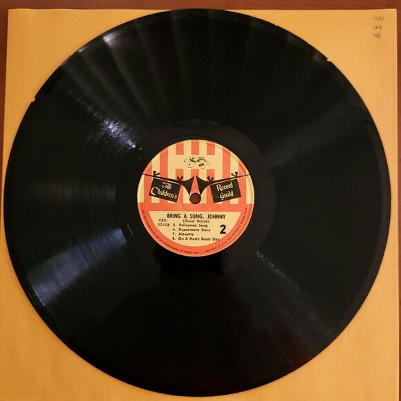 Oscar Brand 78 Bring A Song, Johnny! on CRG-5010 G+ Childrens 1951 - Picture 3 of 3